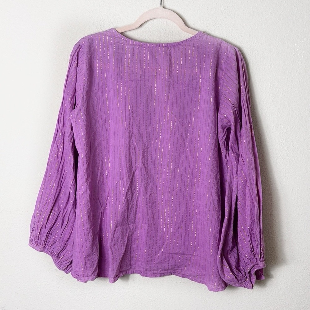 Emerson Fry India Collection Bardot Top - Pink Lurex with Gold Details size S - Picture 7 of 13